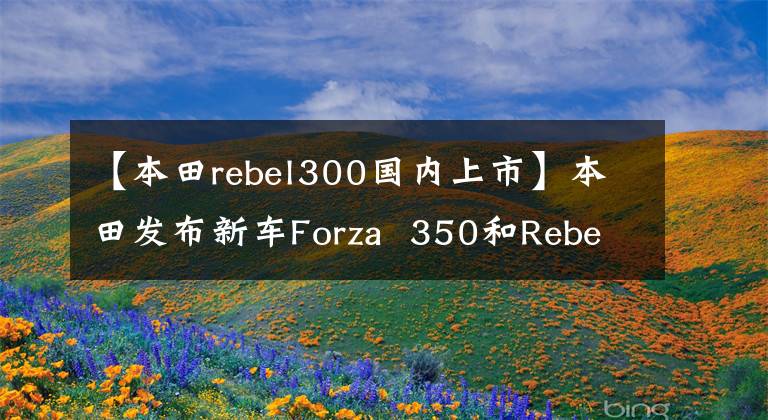 【本田rebel300国内上市】本田发布新车Forza  350和Rebel  300进入国内。