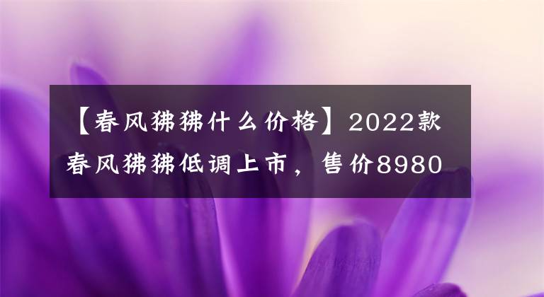 【春风狒狒什么价格】2022款春风狒狒低调上市，售价8980元