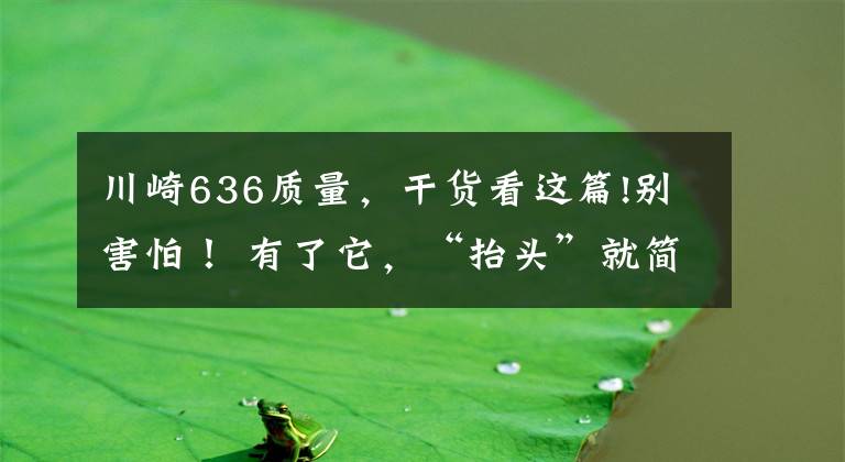 川崎636质量，干货看这篇!别害怕！ 有了它，“抬头”就简单多了文章配图