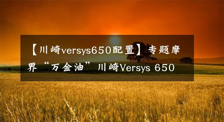 【川崎versys650配置】专题摩界“万金油”川崎Versys 650