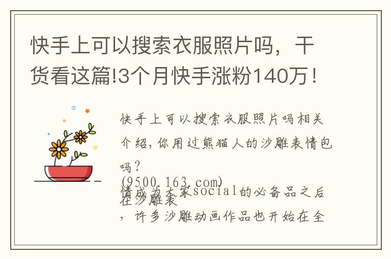 快手上可以搜索衣服照片吗，干货看这篇!3个月快手涨粉140万！这位95后的“沙雕”动画为什么火了？