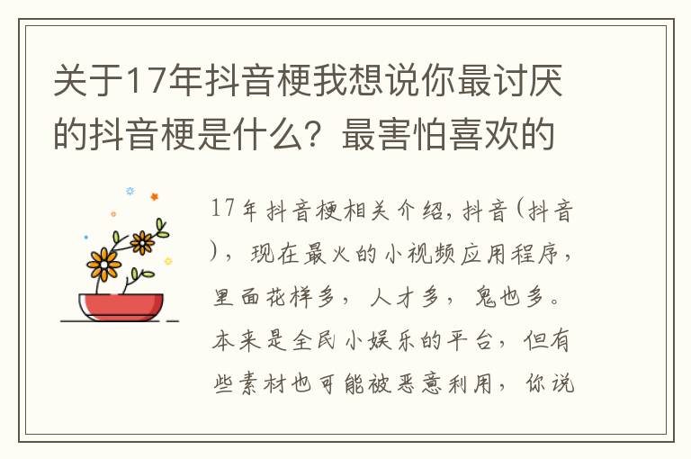 关于17年抖音梗我想说你最讨厌的抖音梗是什么？最害怕喜欢的音乐被某“网红”“盯”上