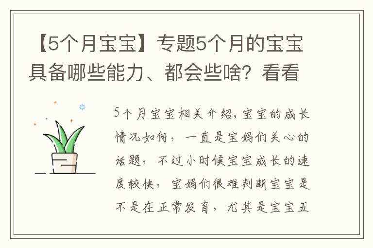 【5个月宝宝】专题5个月的宝宝具备哪些能力、都会些啥？看看你家宝宝都学会了吗？