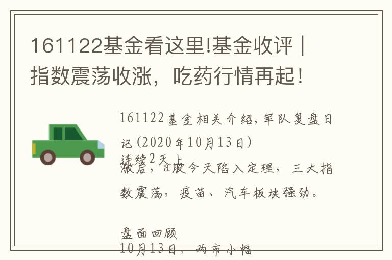 161122基金看这里!基金收评 | 指数震荡收涨，吃药行情再起！公募掘金结构性机会