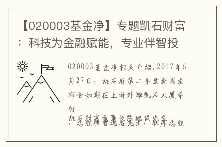 【020003基金净】专题凯石财富：科技为金融赋能，专业伴智投前行