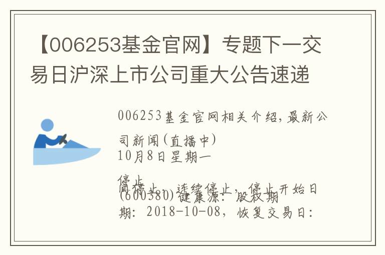 【006253基金官网】专题下一交易日沪深上市公司重大公告速递 更新中