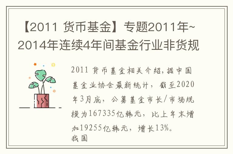 【2011 货币基金】专题2011年~2014年连续4年间基金行业非货规模“止步不前”