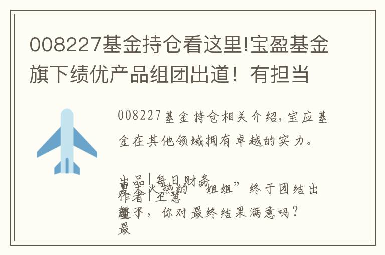 008227基金持仓看这里!宝盈基金旗下绩优产品组团出道！有担当、有团魂