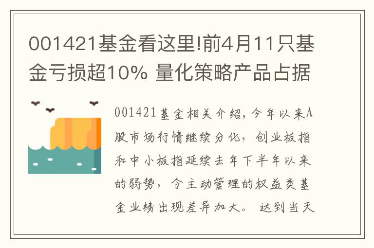 001421基金看这里!前4月11只基金亏损超10% 量化策略产品占据3席