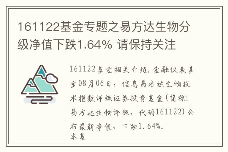 161122基金专题之易方达生物分级净值下跌1.64% 请保持关注