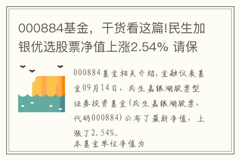 000884基金，干货看这篇!民生加银优选股票净值上涨2.54% 请保持关注