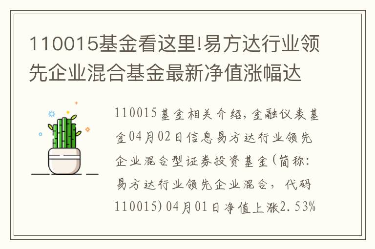 110015基金看这里!易方达行业领先企业混合基金最新净值涨幅达2.53%