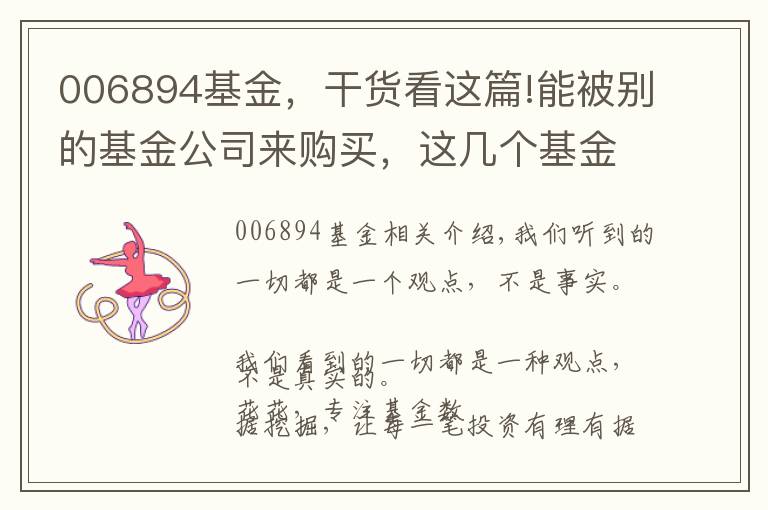 006894基金，干货看这篇!能被别的基金公司来购买，这几个基金实属优秀！（名单List）