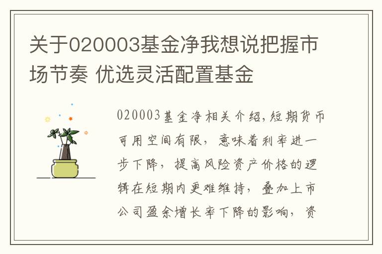 关于020003基金净我想说把握市场节奏 优选灵活配置基金