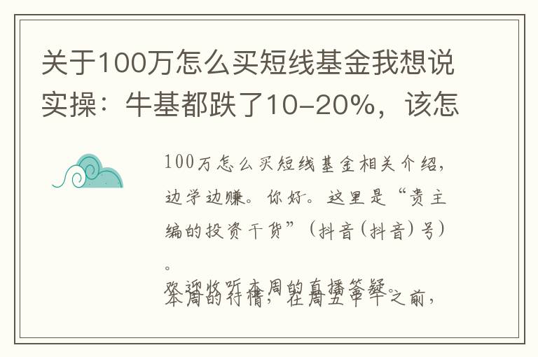 关于100万怎么买短线基金我想说实操：牛基都跌了10-20%，该怎么补仓、换仓？