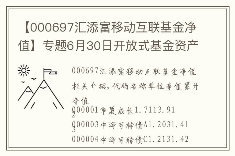 【000697汇添富移动互联基金净值】专题6月30日开放式基金资产净值日报表