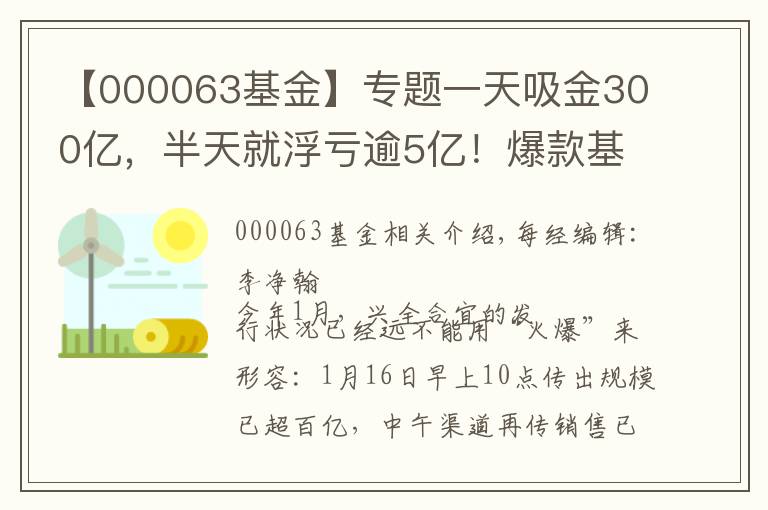 【000063基金】专题一天吸金300亿，半天就浮亏逾5亿！爆款基金盘中跌停，9万人被套