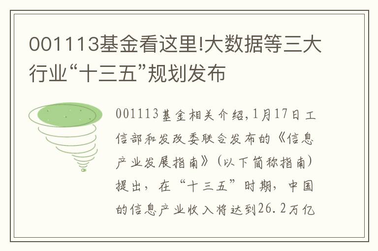 001113基金看这里!大数据等三大行业“十三五”规划发布