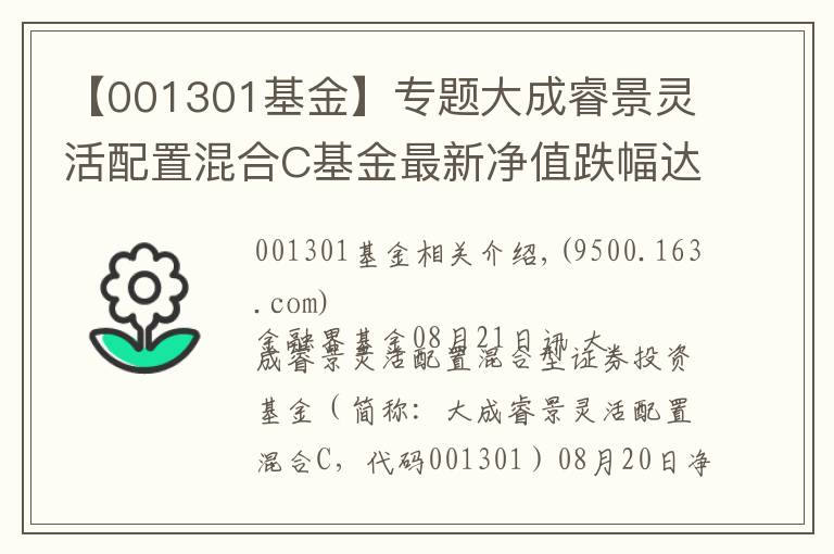 【001301基金】专题大成睿景灵活配置混合C基金最新净值跌幅达1.65%