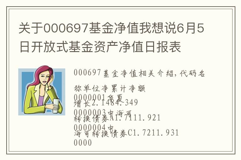 关于000697基金净值我想说6月5日开放式基金资产净值日报表