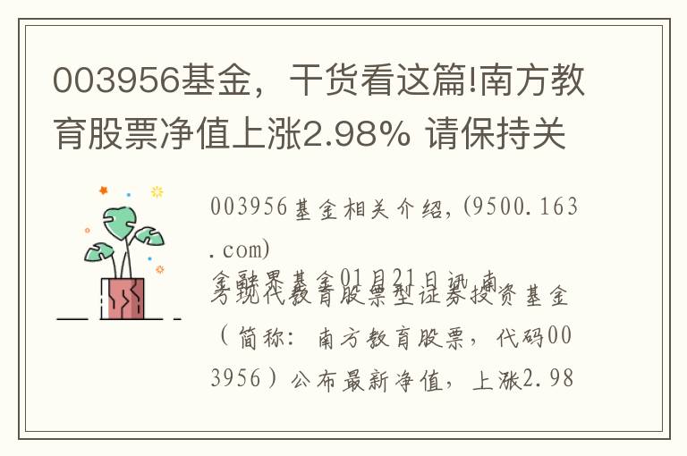 003956基金，干货看这篇!南方教育股票净值上涨2.98% 请保持关注