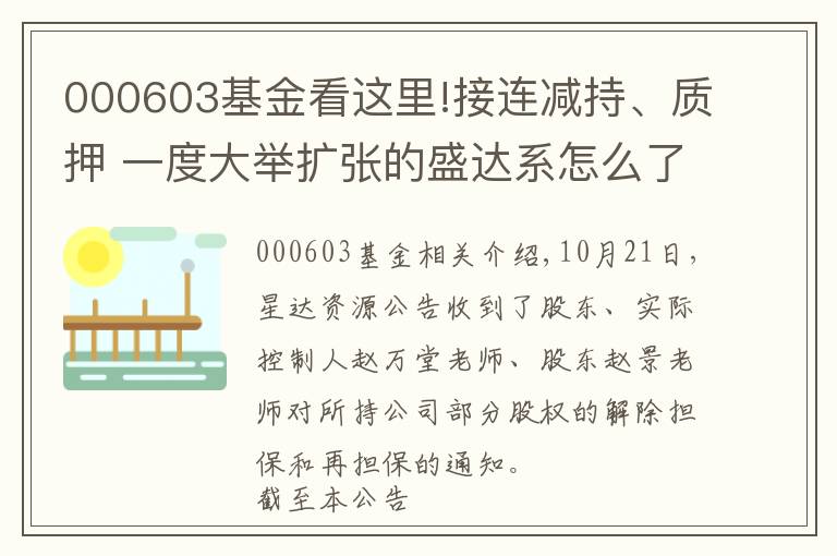 000603基金看这里!接连减持、质押 一度大举扩张的盛达系怎么了？