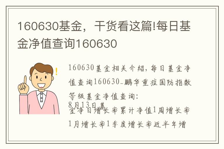 160630基金，干货看这篇!每日基金净值查询160630