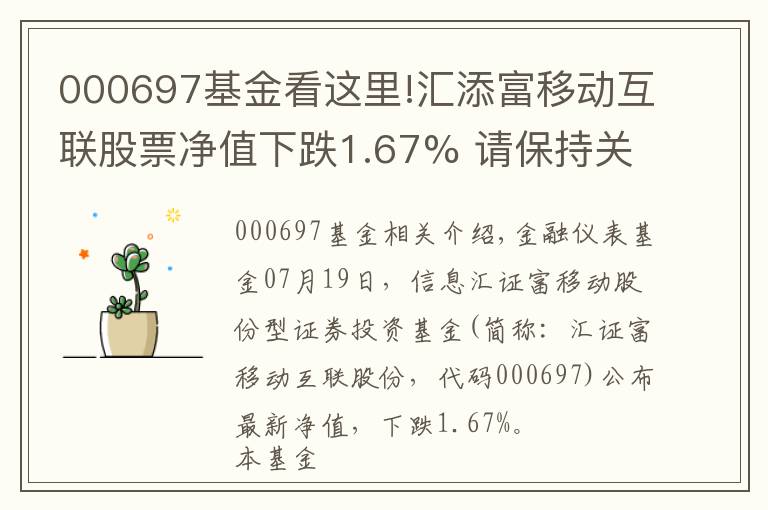 000697基金看这里!汇添富移动互联股票净值下跌1.67% 请保持关注