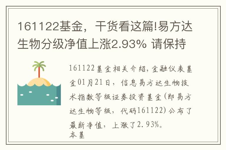 161122基金，干货看这篇!易方达生物分级净值上涨2.93% 请保持关注