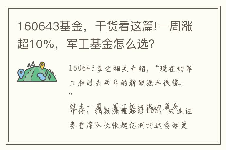 160643基金，干货看这篇!一周涨超10%，军工基金怎么选？