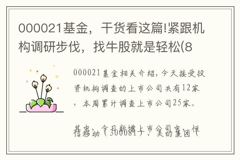 000021基金，干货看这篇!紧跟机构调研步伐，找牛股就是轻松(8月6日)