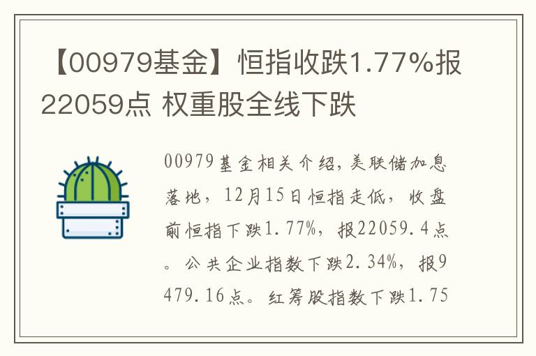 【00979基金】恒指收跌1.77%报22059点 权重股全线下跌