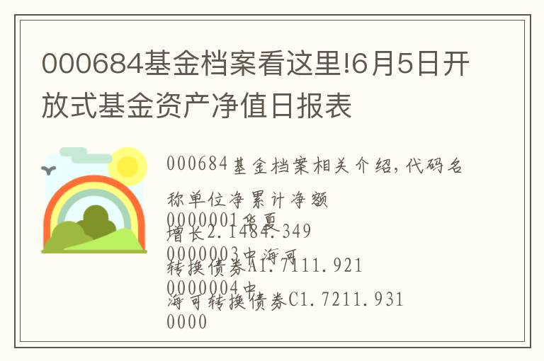 000684基金档案看这里!6月5日开放式基金资产净值日报表