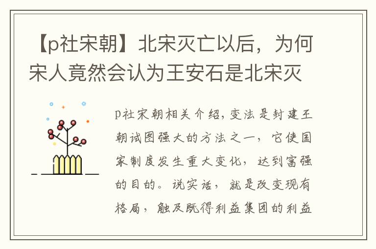 【p社宋朝】北宋灭亡以后，为何宋人竟然会认为王安石是北宋灭亡的罪魁祸首？