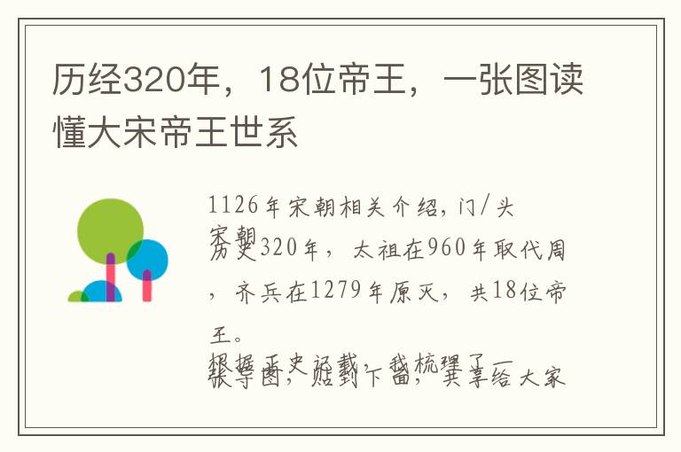 历经320年，18位帝王，一张图读懂大宋帝王世系