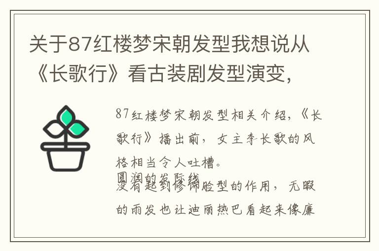 关于87红楼梦宋朝发型我想说从《长歌行》看古装剧发型演变，“极简”风格逐渐泛滥