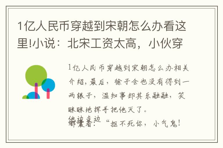 1亿人民币穿越到宋朝怎么办看这里!小说：北宋工资太高，小伙穿越过去才知道，包拯一年能赚一千万