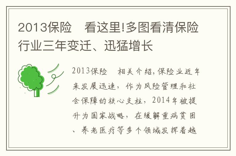 2013保险	看这里!多图看清保险行业三年变迁、迅猛增长