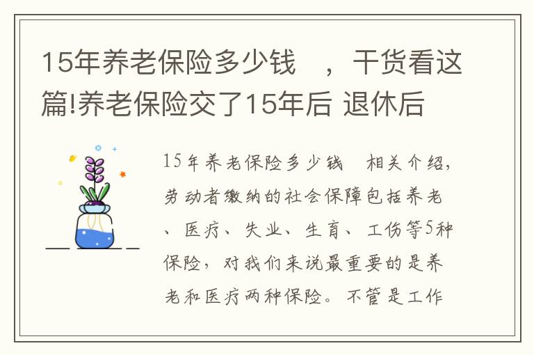 15年养老保险多少钱	，干货看这篇!养老保险交了15年后 退休后能领多少钱？怎么计算的？