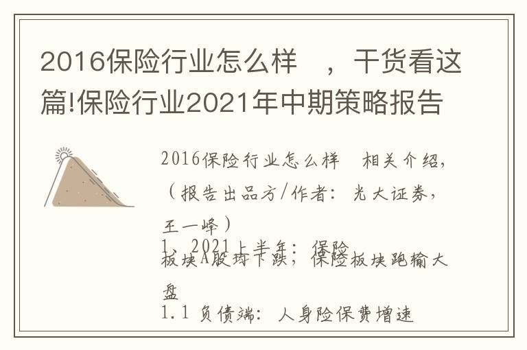 2016保险行业怎么样	，干货看这篇!保险行业2021年中期策略报告：保险业拐点何时到来？