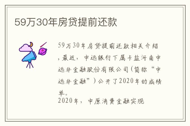 59万30年房贷提前还款