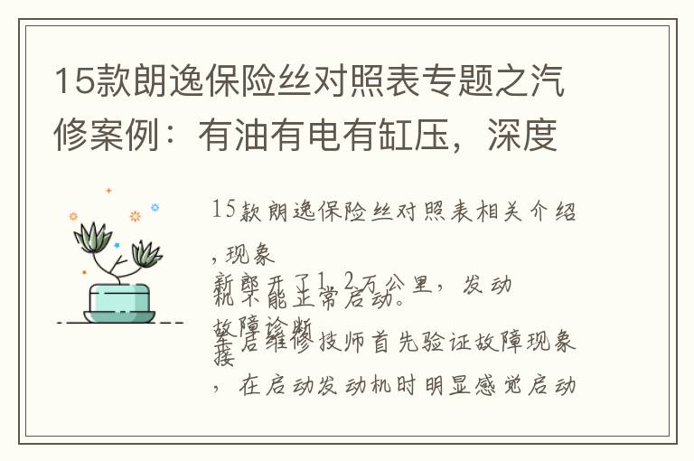 15款朗逸保险丝对照表专题之汽修案例：有油有电有缸压，深度分析全新朗逸为啥无法启动？