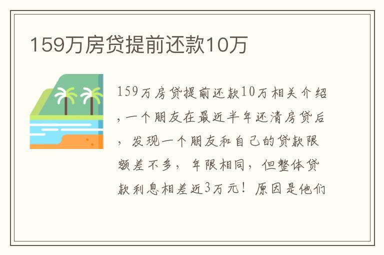 159万房贷提前还款10万