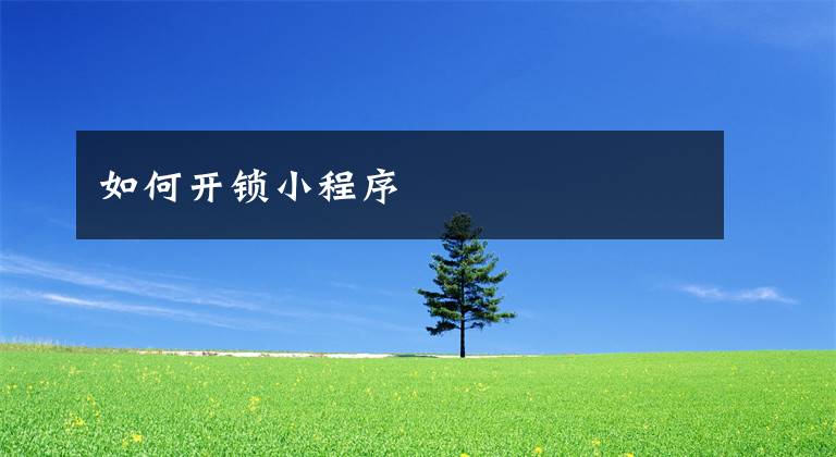 如何开锁小程序