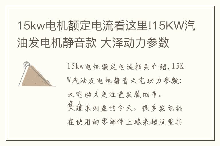 15kw电机额定电流看这里!15KW汽油发电机静音款 大泽动力参数