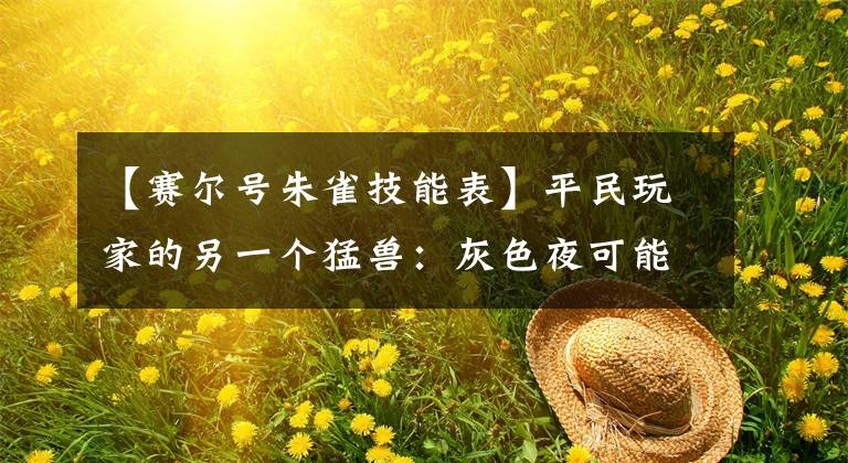 【赛尔号朱雀技能表】平民玩家的另一个猛兽：灰色夜可能会更好，主人公的光环可能会光荣地展现出来。文章配图