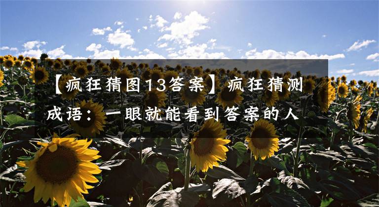 【疯狂猜图13答案】疯狂猜测成语：一眼就能看到答案的人都是高手文章配图