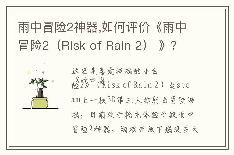 雨中冒险2神器,如何评价《雨中冒险2（Risk of Rain 2） 》？文章配图