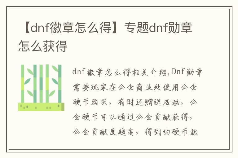 【dnf徽章怎么得】专题dnf勋章怎么获得