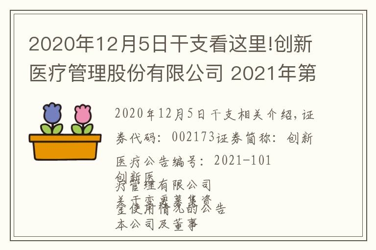 2020年12月5日干支看这里!创新医疗管理股份有限公司 2021年第三季度报告